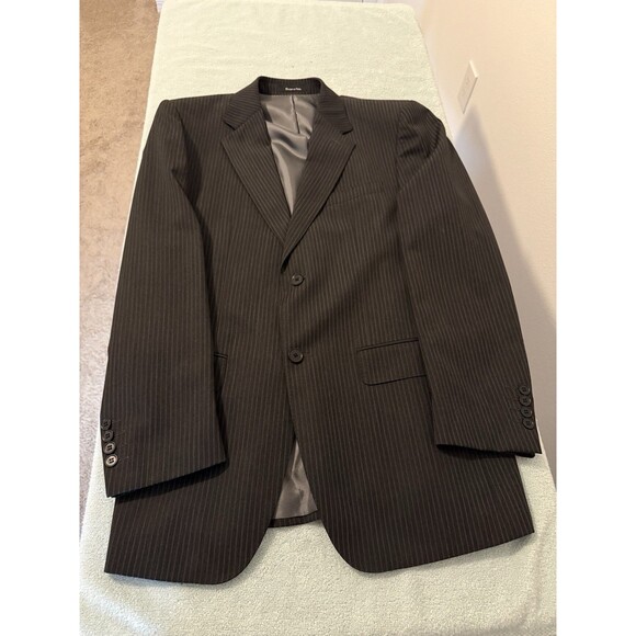 KARAKO Charcoal Pinstripe Suit 42R Wool 2pc Tailored Blazer Pants 30x31 Custom - Picture 3 of 15